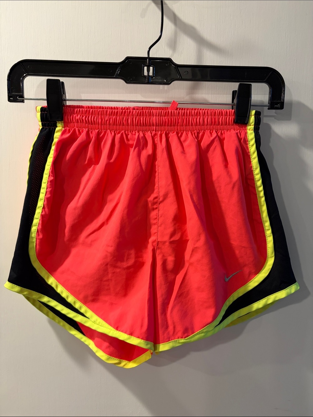 Nike Women’s Neon Pink Athletic Running Shorts with Yellow Trim size  XS